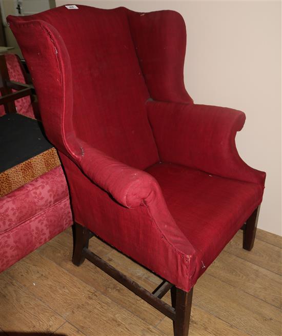 A Georgian style wing armchair